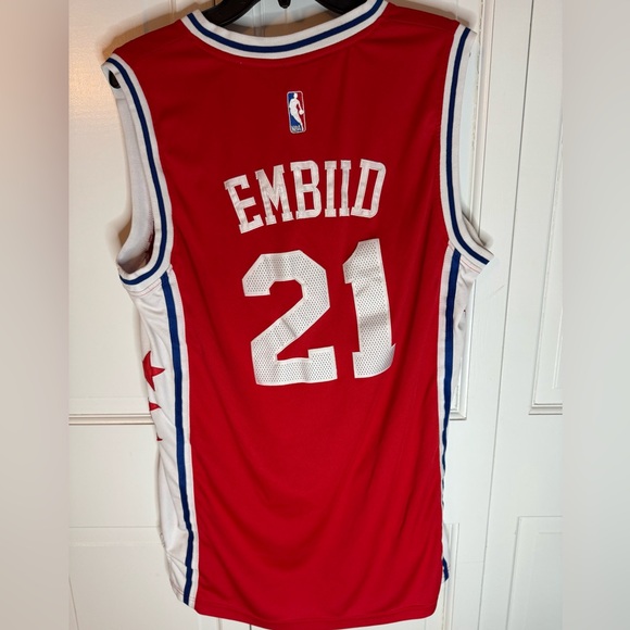 Joel Embiid Philadelphia Sixers 76ers Red ￼ Jersey MVP - Picture 2 of 2